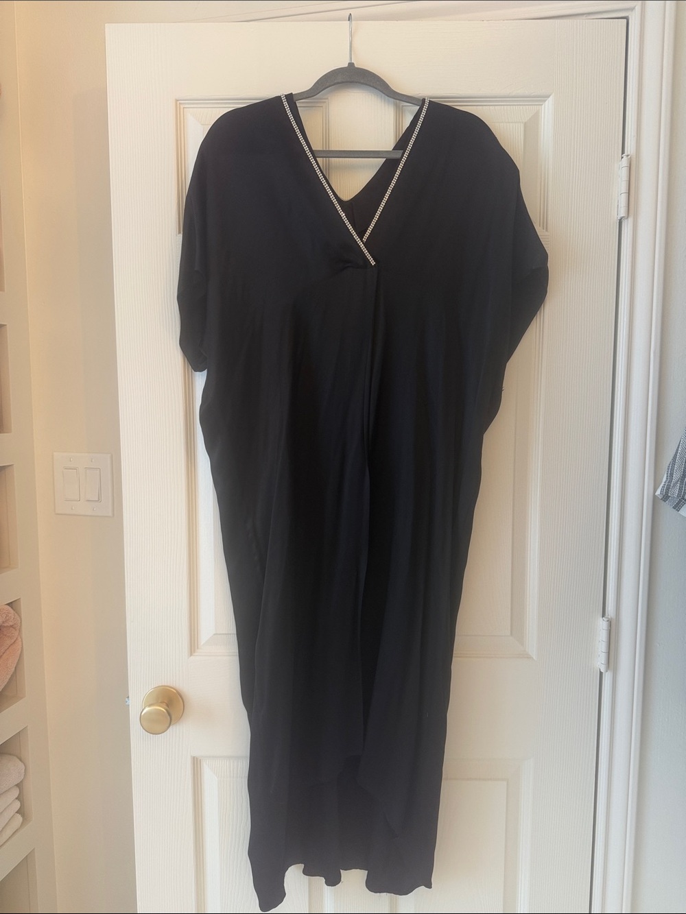 ZARA Black V-Neck Kaftan with rhinestone trim